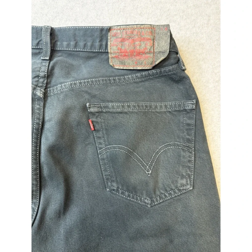 Vintage Y2K 2006 Levi's 501 Black Jeans 36x32 Button Fly Straight Leg Dark Wash